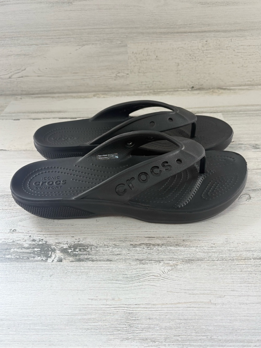 CROCS Unisex Men’s Size 8 Women’s Size 10 Baya II Black Slip On Flip Flops